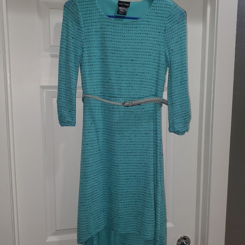 Teal and gray dress